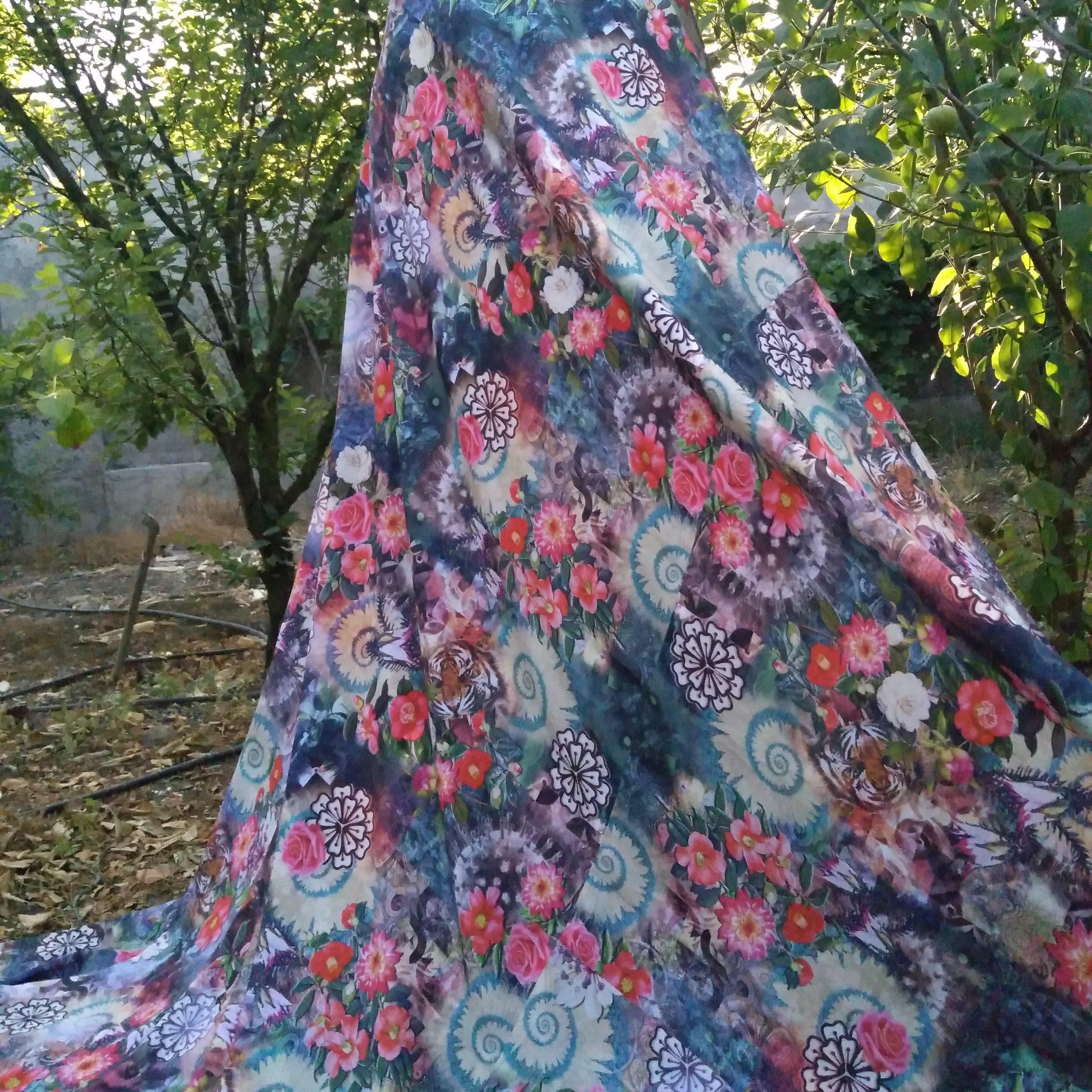 چادر مجلسی سه بعدی ساتن ابریشم