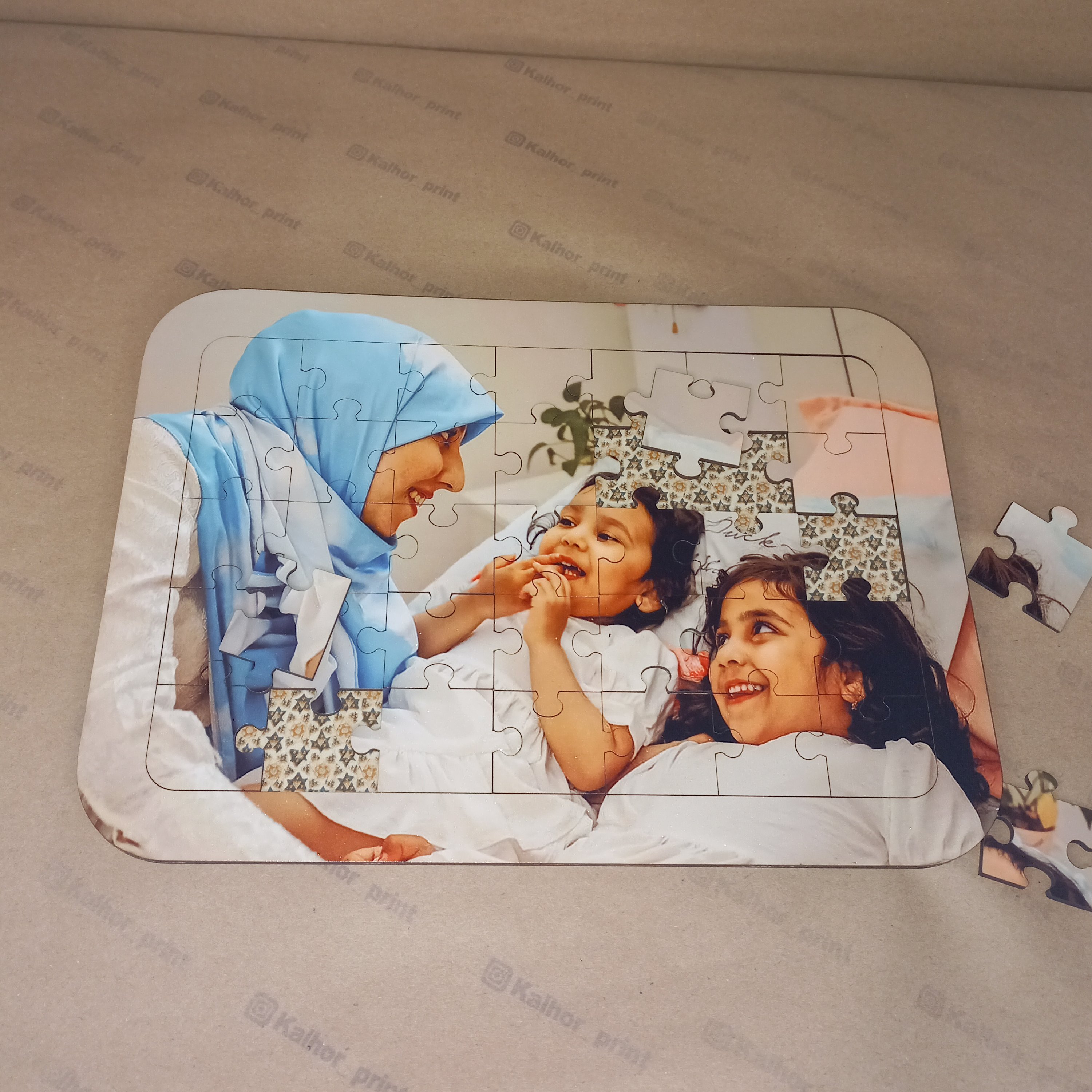 پازل چوبی چاپی با عکس دلخواه شما مستطیل سایز 20در30 با تعداد 35 تکه 