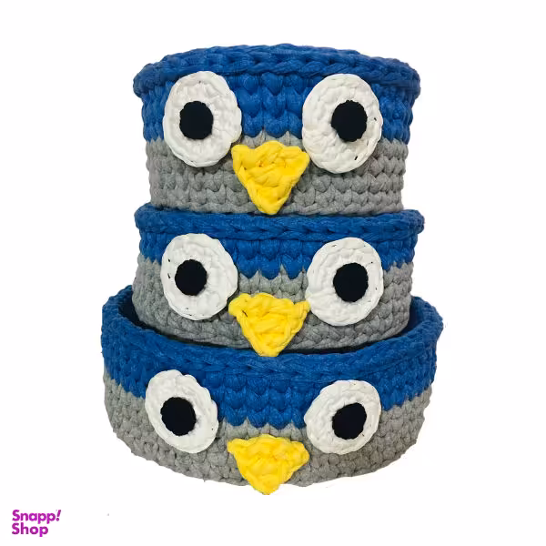 سبد بافتنی مهباف طرح جغد مدل M02 مجموعه سه عددی