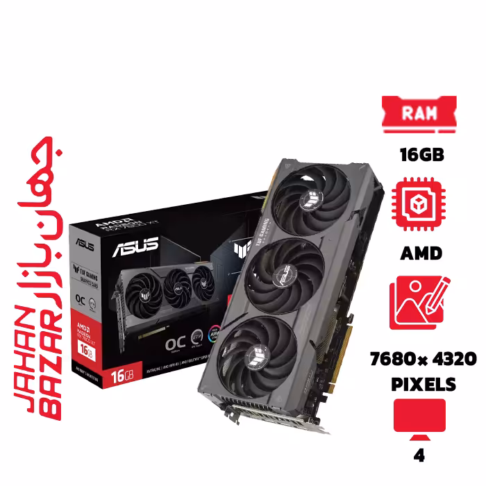 کارت گرافیک ایسوس ASUS TUF Gaming RX 7800 XT OC Edition 16GB ظرفیت 16 گیگابایت