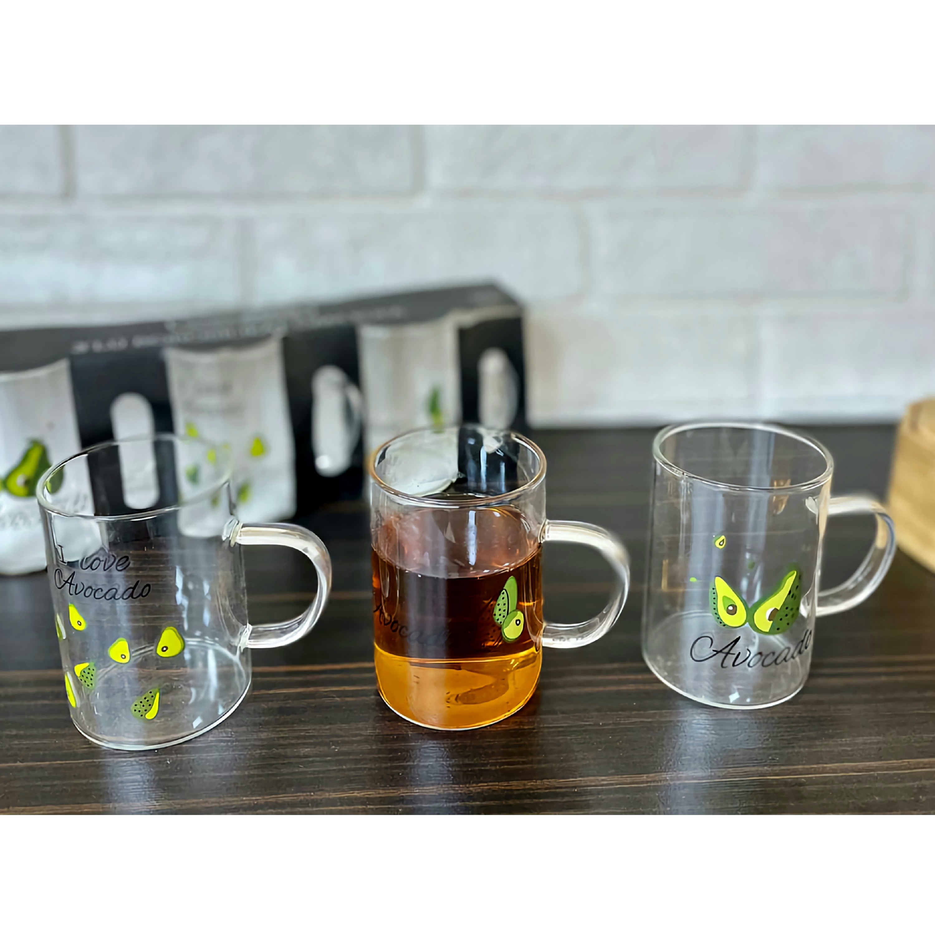 فنجون پیرکس ماگ پیرکس کوچک طرح آووکادو بسته 3 عددی