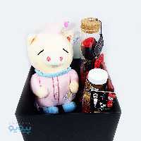 پک لاکچری ولنتاین با باکس سوپرایز دار با عروسک خوک لباس خواب