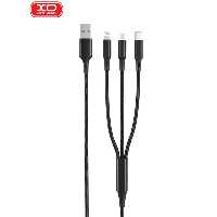 کابل سه سر یواس‌بی به لایتنینگ، تایپ‌سی و میکرو 1٫2 متری ایکس‌او XO 3 in1 USB Cable 2,4A NB173 (مشکی)