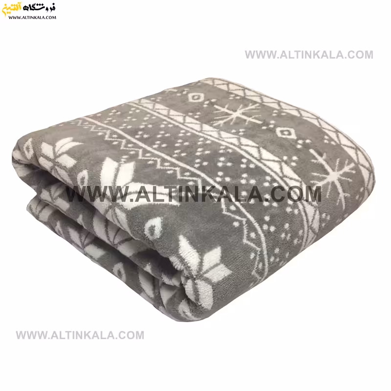 حوله حمام برند ماندگارطرح برف رنگ طوسی سایز 100×160