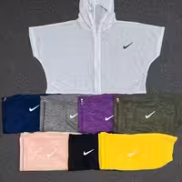 کراپ ورزشی زیپ دار کلاه دار نایک