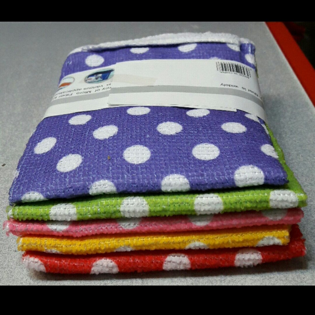 دستمال  میکروفایبر همه کاره 5 عددی بدون پرز و آبگیری خوب