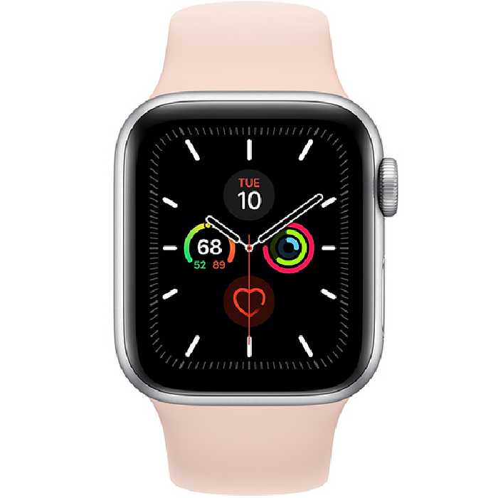 سری 5 اسپرت زنانه 40 میلیمتری Silver Aluminum Case with Pink Sand Sport Band - Hiapple.ir