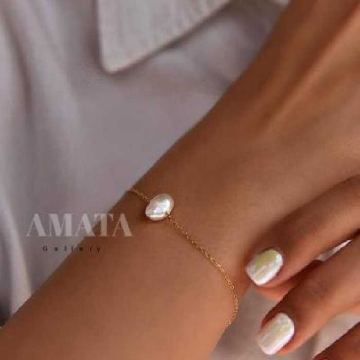 دستبند استیل با مروارید دریایی اصلی