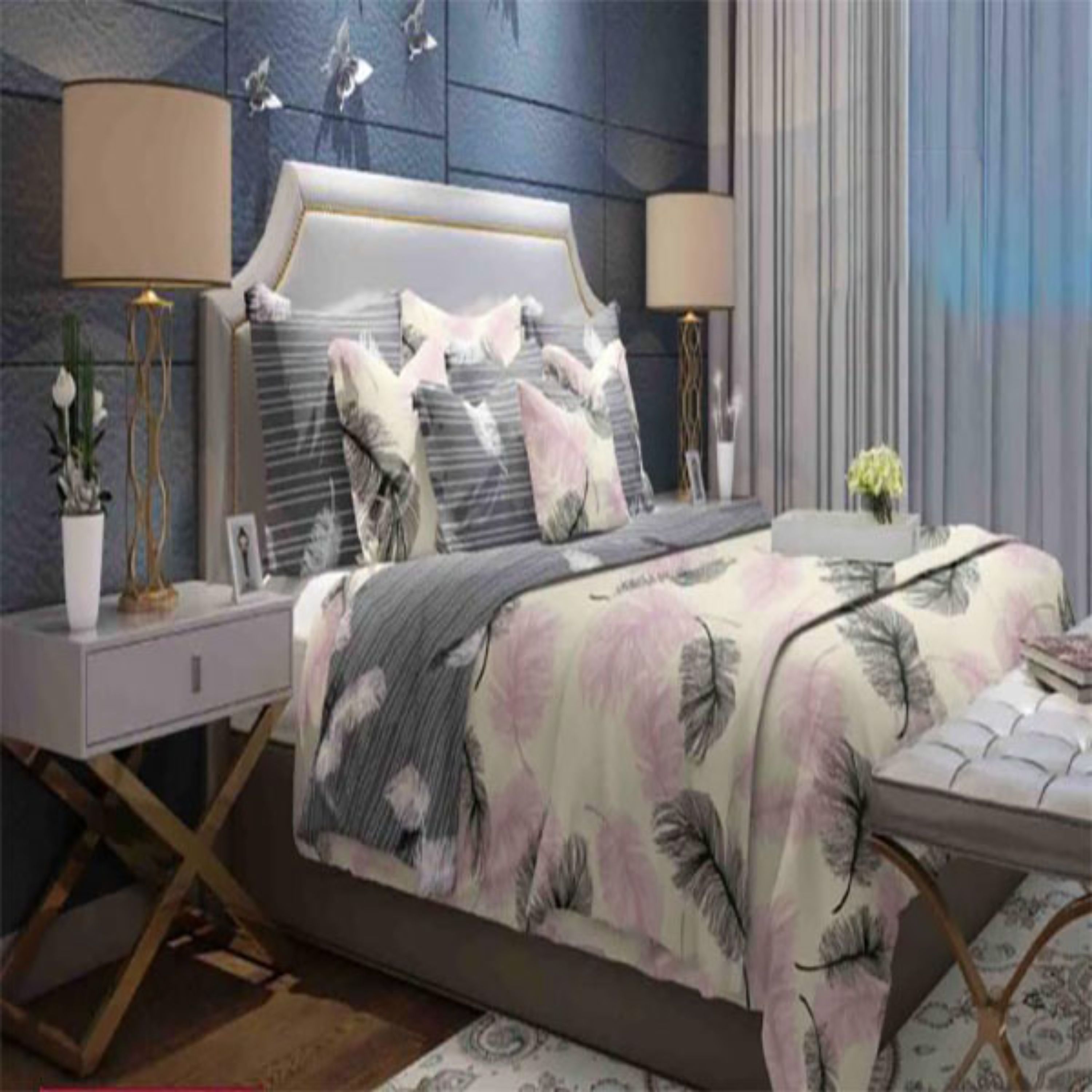 سرویس خواب کد B023 دونفره 6 تیکه کتان