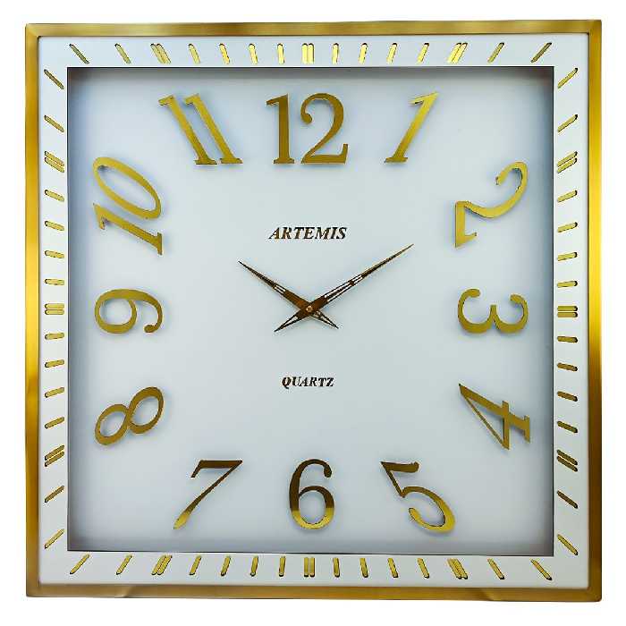 ساعت دیواری آرتمیس مدل 2038 گلد (طلایی) صفحه سفید