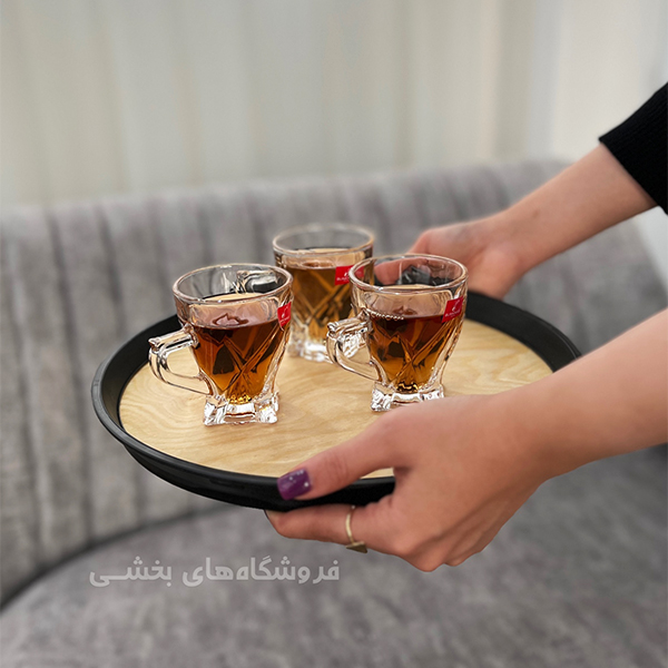 سینی پذیرایی چوبی مدل گرد رایکا