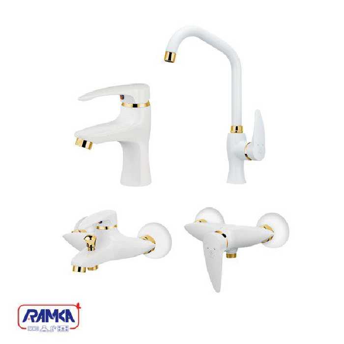 ست شیرآلات پروانه سفید طلایی کاویان