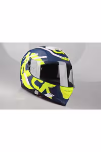 کلاه کاسکت موتورسیکلت آبی مردانه و زنانه RAFALE MATTE BLUE YELLOW SUN ایمنی بسته با ویسور Lazer