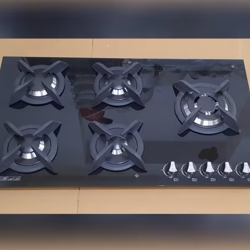 گاز رومیزی 5 شعله شیشه ای  با سرشعله قارچی هرمی 