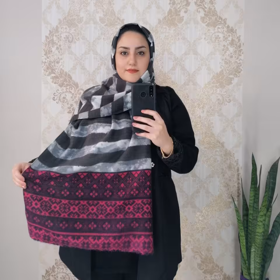 شال موهر طوسی صورتی