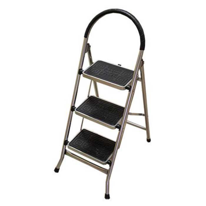 نردبان 3 پله الوند آلوم‌پارس‌پله آهنی تاشو اتصال پرچی ورق 90 قرمز پله 31×20