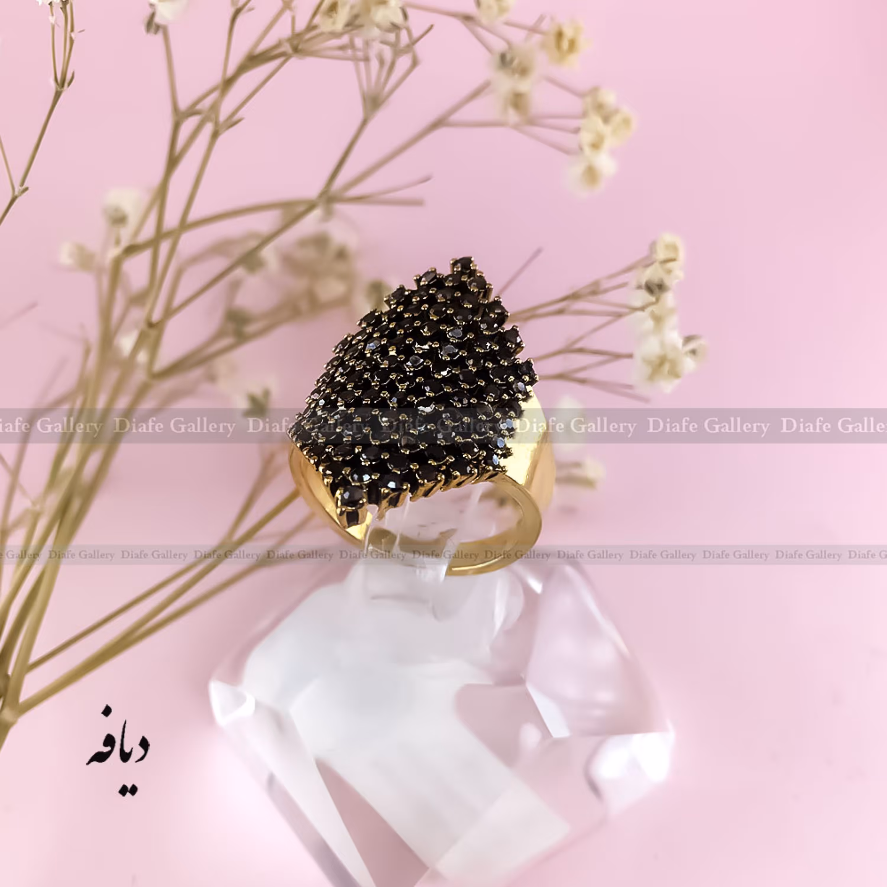 انگشتر سیاه قلم مارکازیت طرح دیاموند استیل رنگ ثابت