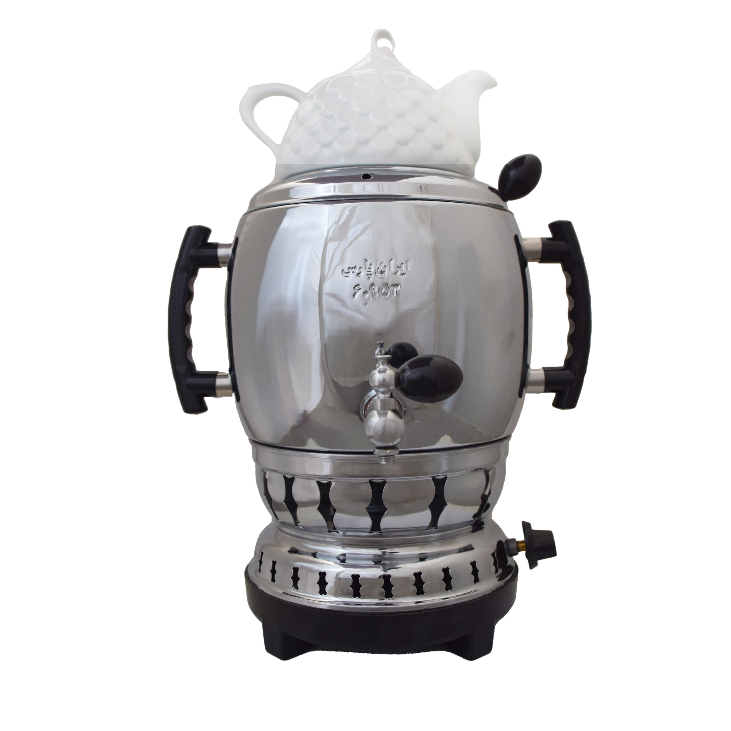 سماور گازی برنجی  ایران پارس مدل بدون تنوره  ظرفیت 6 لیتر کد 1365