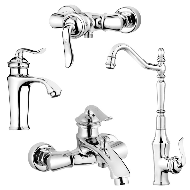 ست شیر اهرمی کاویان مدل دیبا کروم(توالت.دوش.روشویی.ظرفشویی)