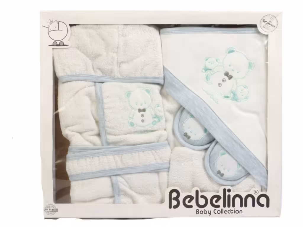 ست حوله نوزادی پسرانه 4 تکه طرح خرس بب لینا bebelinna