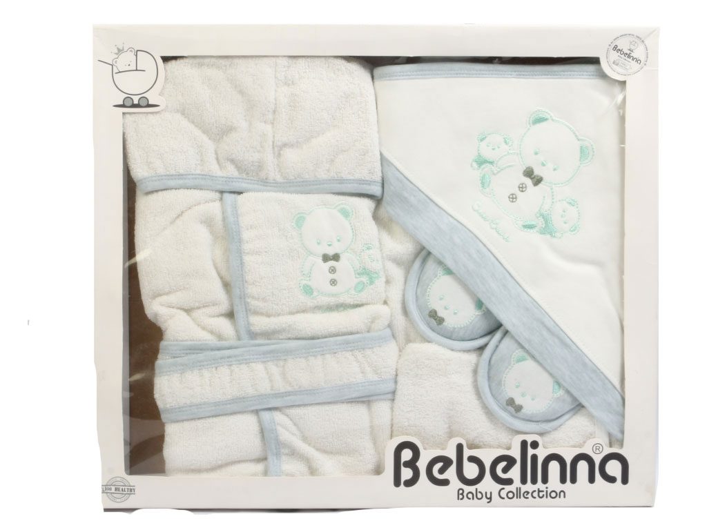 ست حوله نوزادی پسرانه 4 تکه طرح خرس بب لینا bebelinna