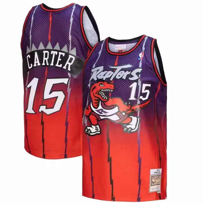 لباس بسکتبالی تورنتو رپتورز شماره 15 بازیکن CARTER بنفش قرمز |ورژن پلیری