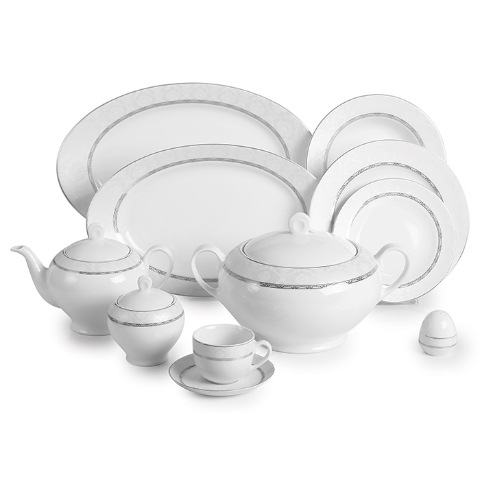 سرویس چینی زرین 12 نفره کامل هدیه پلاتینی (102 پارچه)