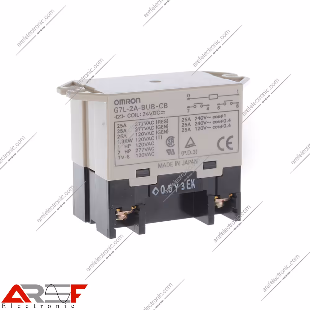 رله امرن G7L-2A-BUB-CB دارای 24 ولت و 6 پین 25 آمپر - فروشگاه عارف الکترونیک