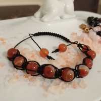 دستبند بافت عقیق کانلین سنگ طبیعی