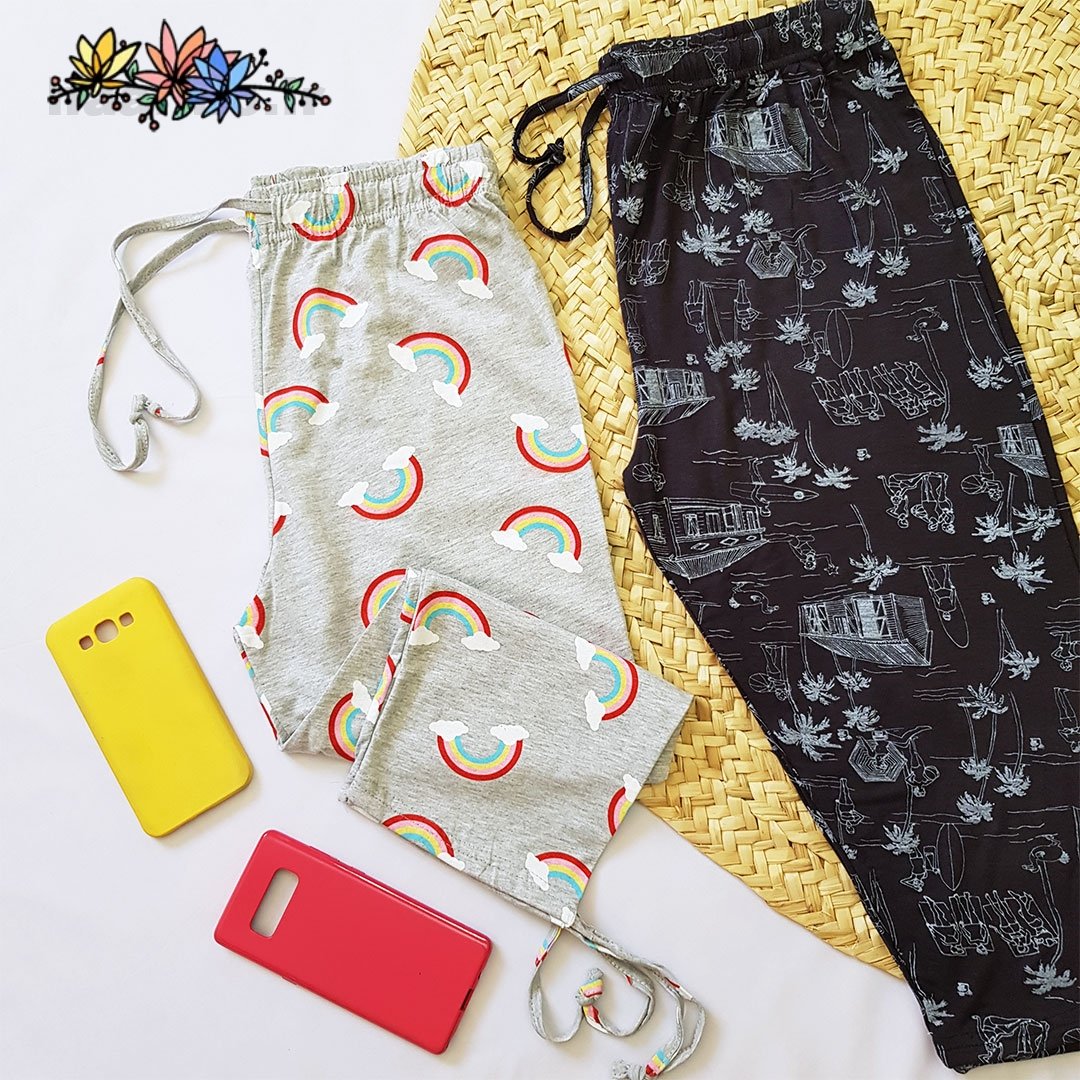 شلوارک طرح رنگین کمان نخ پنبه وارداتی