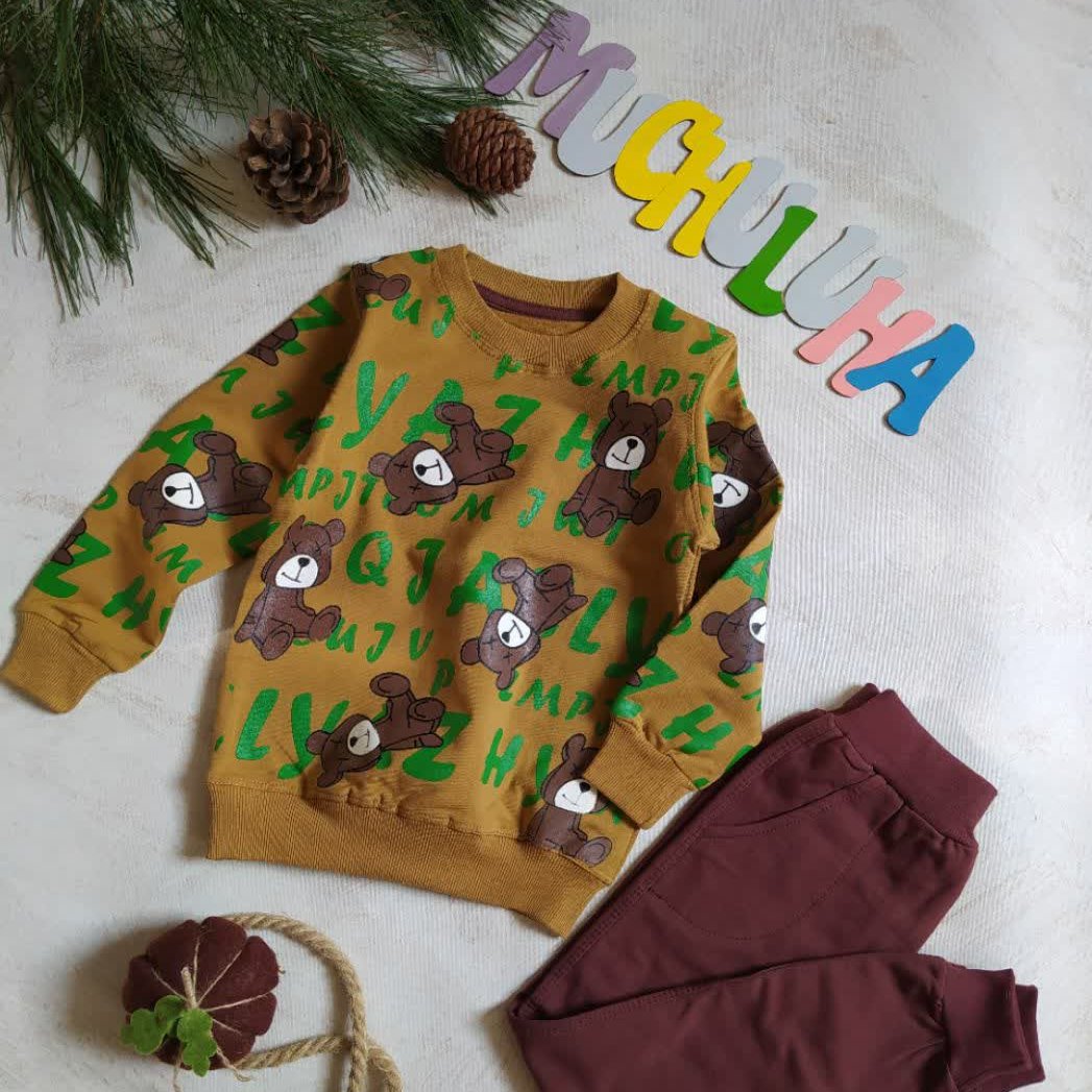 بلوز شلوار پسرانه سایز 45 50 55 تدی پنبه دورس لاکرا ارسال رایگان لباس کودک موچولوها