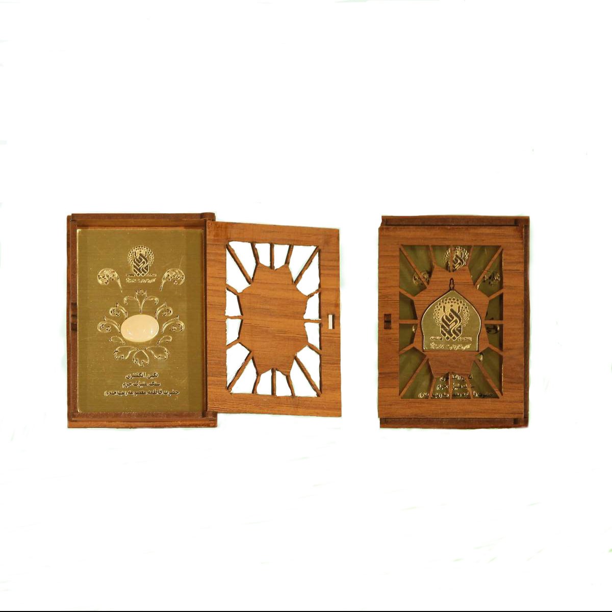 سنگ نگین متبرک حرم حضرت معصومه علیهاالسلام (جعبه چوبی)