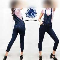 بیلر جین  سرمهای تیره کار بدون کش پا رچه خارجی. دومپا چاکدار 