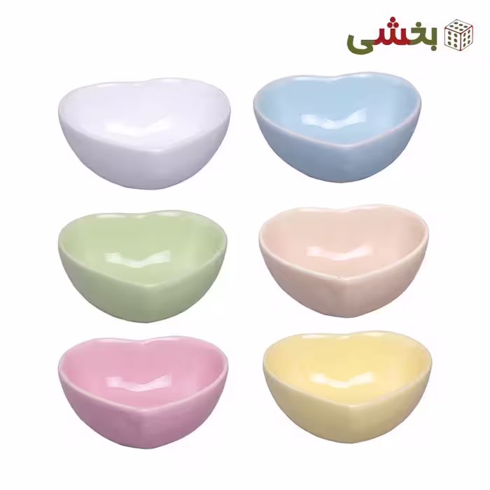 پیاله قلبی رنگی 6 عددی