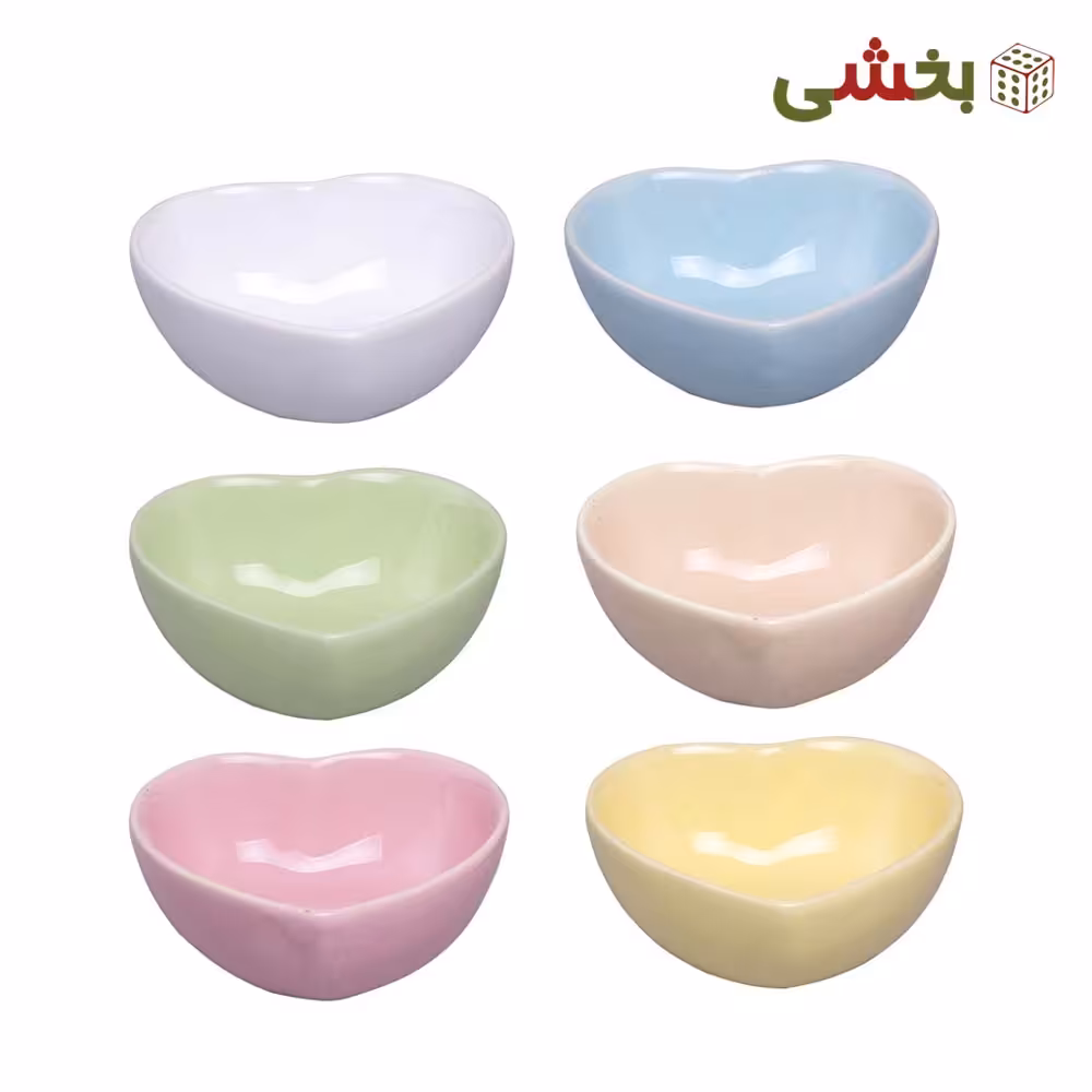 پیاله قلبی رنگی 6 عددی