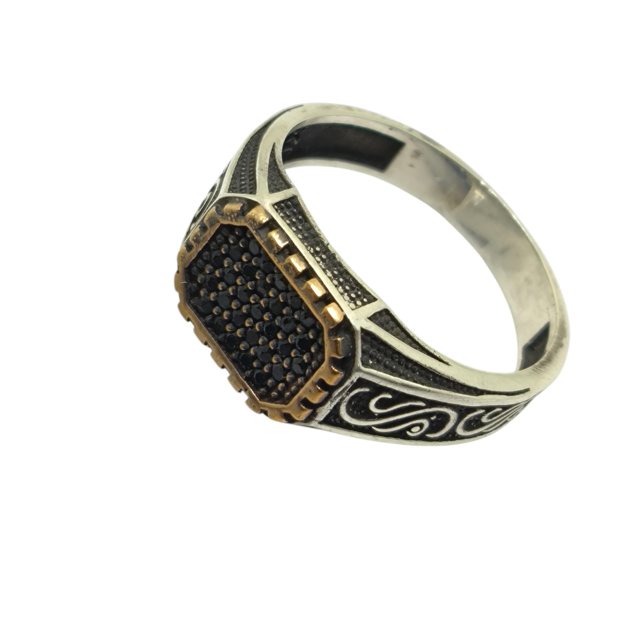 انگشتر مردانه عقیق سیاه اسپرت طرح عثمانی 