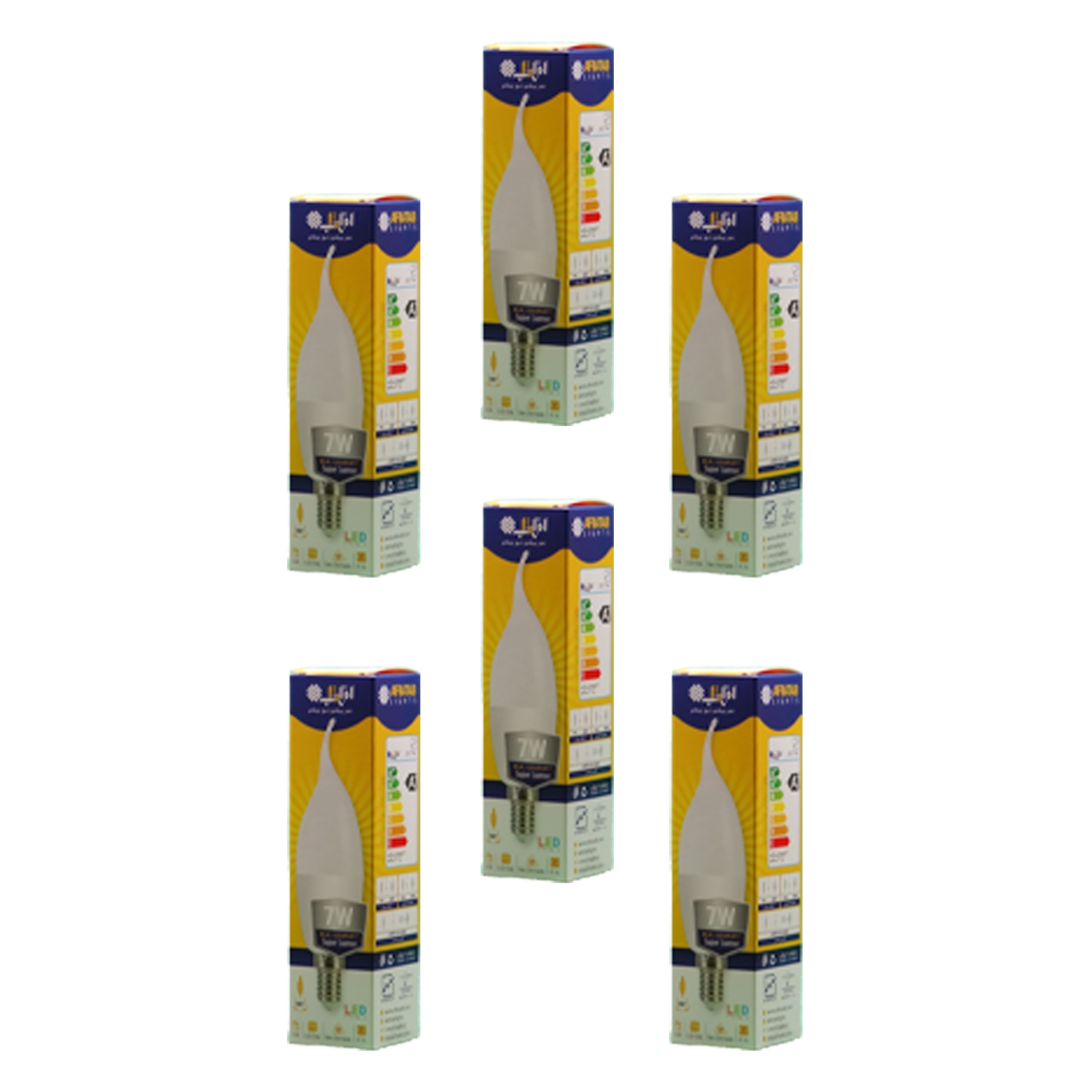 پک 6 تایی لامپ ال ای دی 7 وات اشکی افراتاب پایه E14