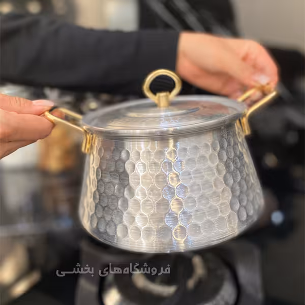 ديگچه چکشي دسته طلايي