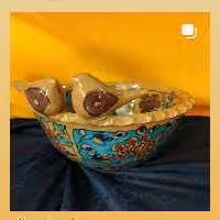 کاسه سفالی گنجشک لعاب ترک سبک و زیبا
