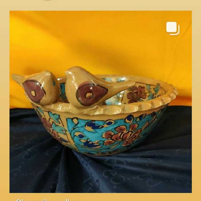 کاسه سفالی گنجشک لعاب ترک سبک و زیبا