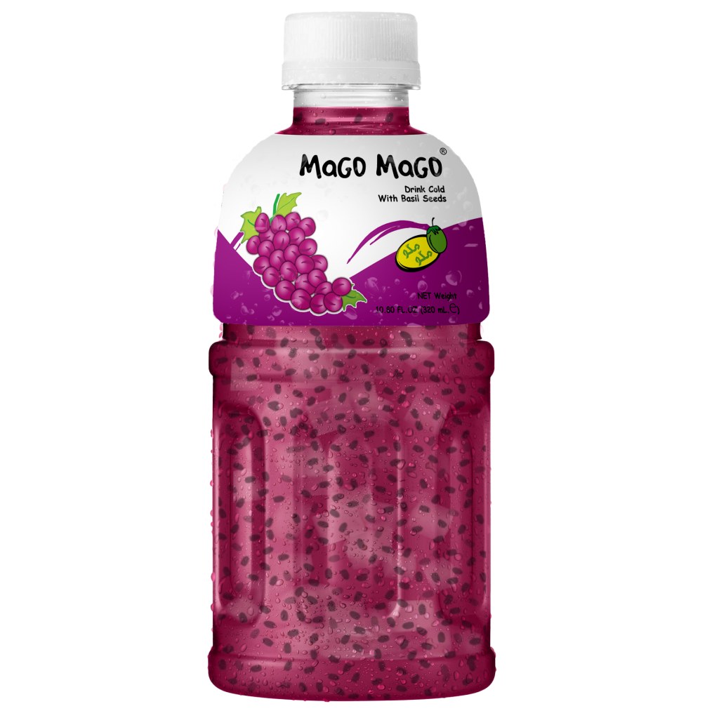 نوشیدنی مگو مگو MaGo MaGo طعم انگور ( تخم شربتی) 320 میل 24 عددی 
