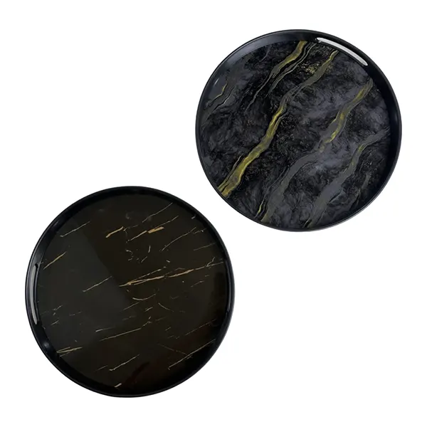 سینی گرد پلاستیکی دسته دار طرح سنگ رایکا