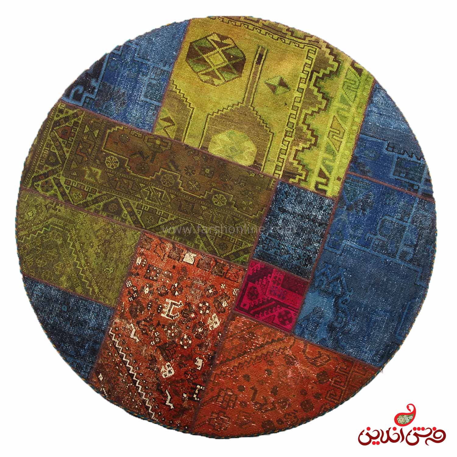 فرش گرد دستباف کلاژ کد 5073
