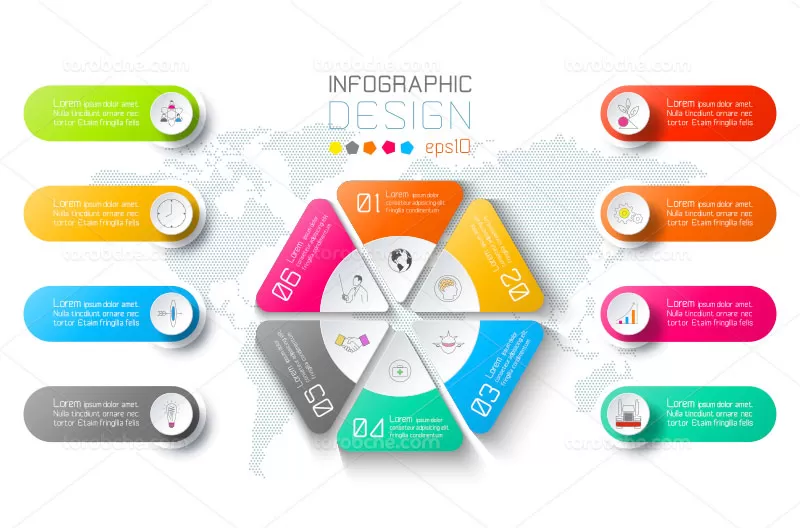 وکتور اینفوگرافیک مرحله ای رنگارنگ | گرافیک با طعم تربچه