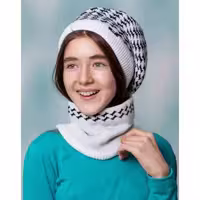 ست کلاه و شال گردن بافتنی بچگانه سام مدل 438 رنگ سفید