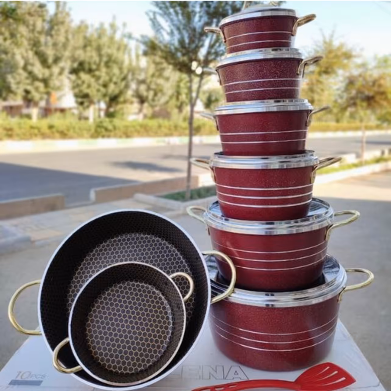 سرویس قابلمه 15 پارچه طرح چدن هلنا