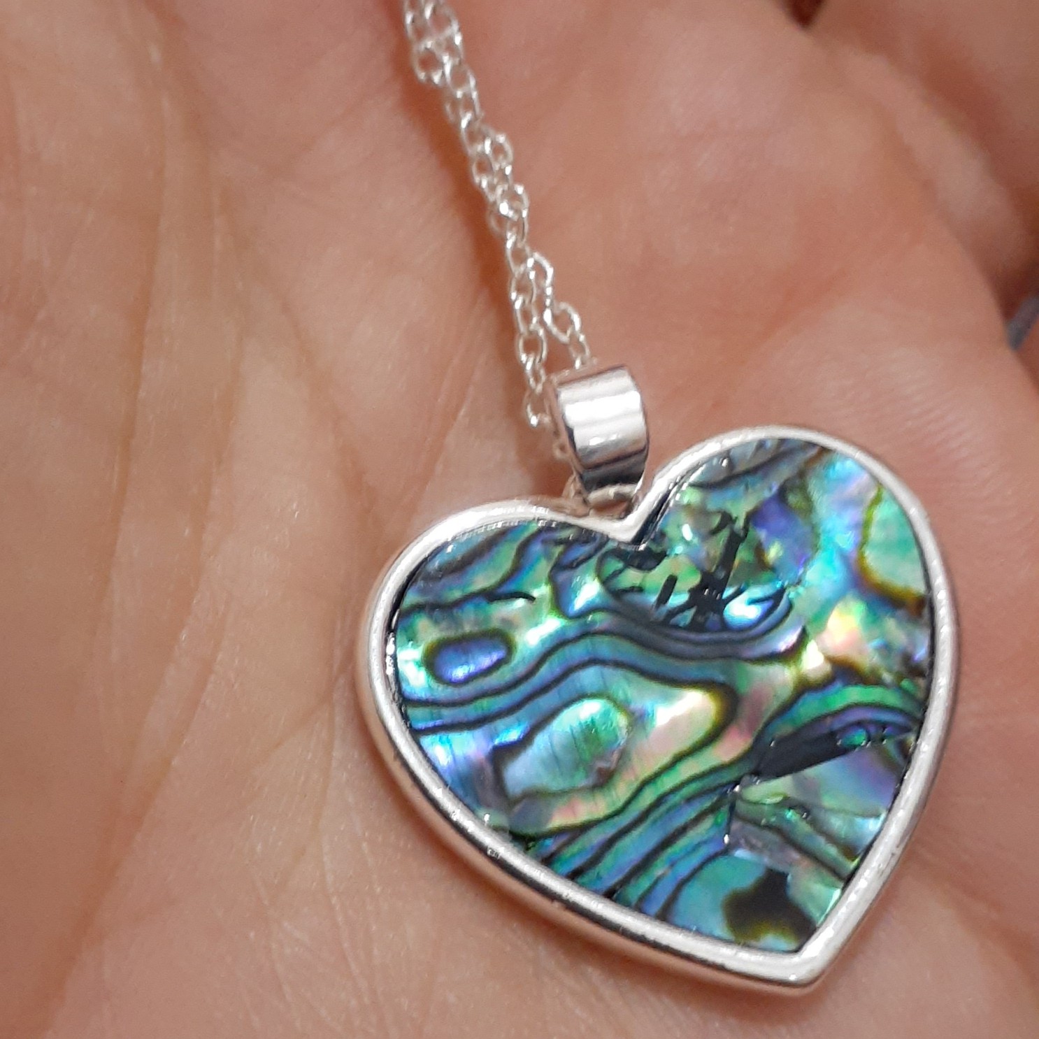 گردنبند صدف آبالون قلبی استیل