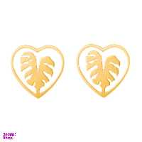 گوشواره طلا 18 عیار زنانه سانا گالری طرح قلب و برگ کد 1214D9138