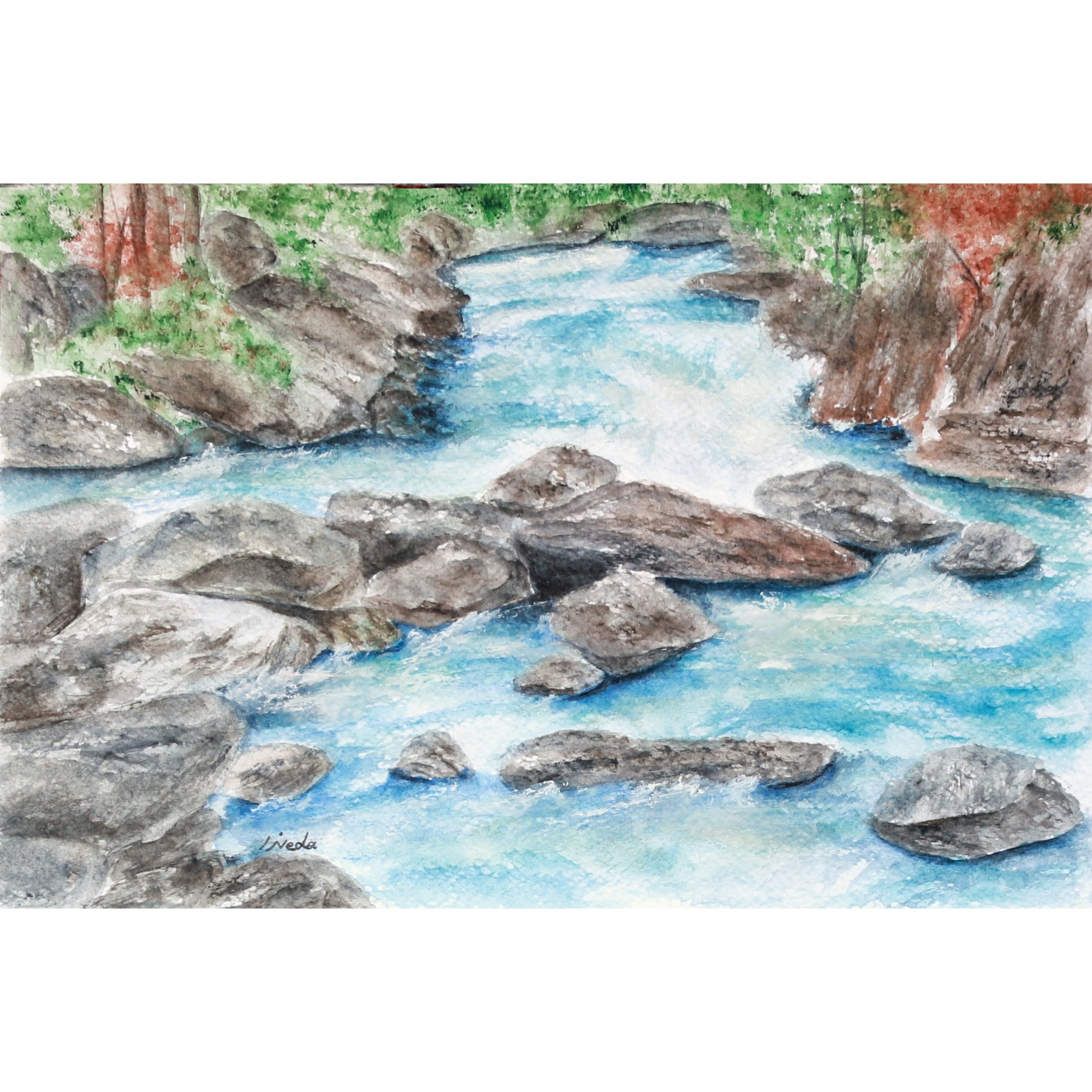 تابلوی نقاشی آبرنگ رودخانه