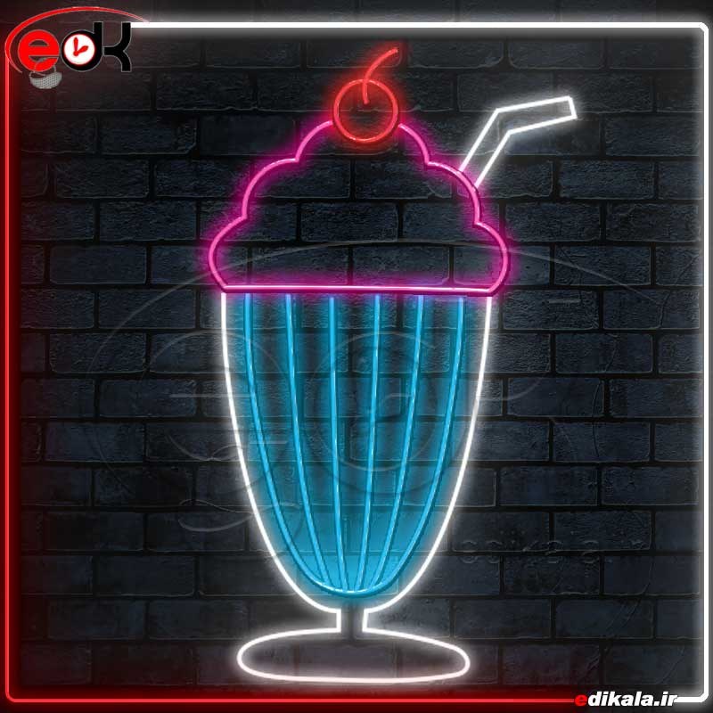 تابلو نئون طرح میلکشیک شماره 1 در ابعاد مختلف کد300623